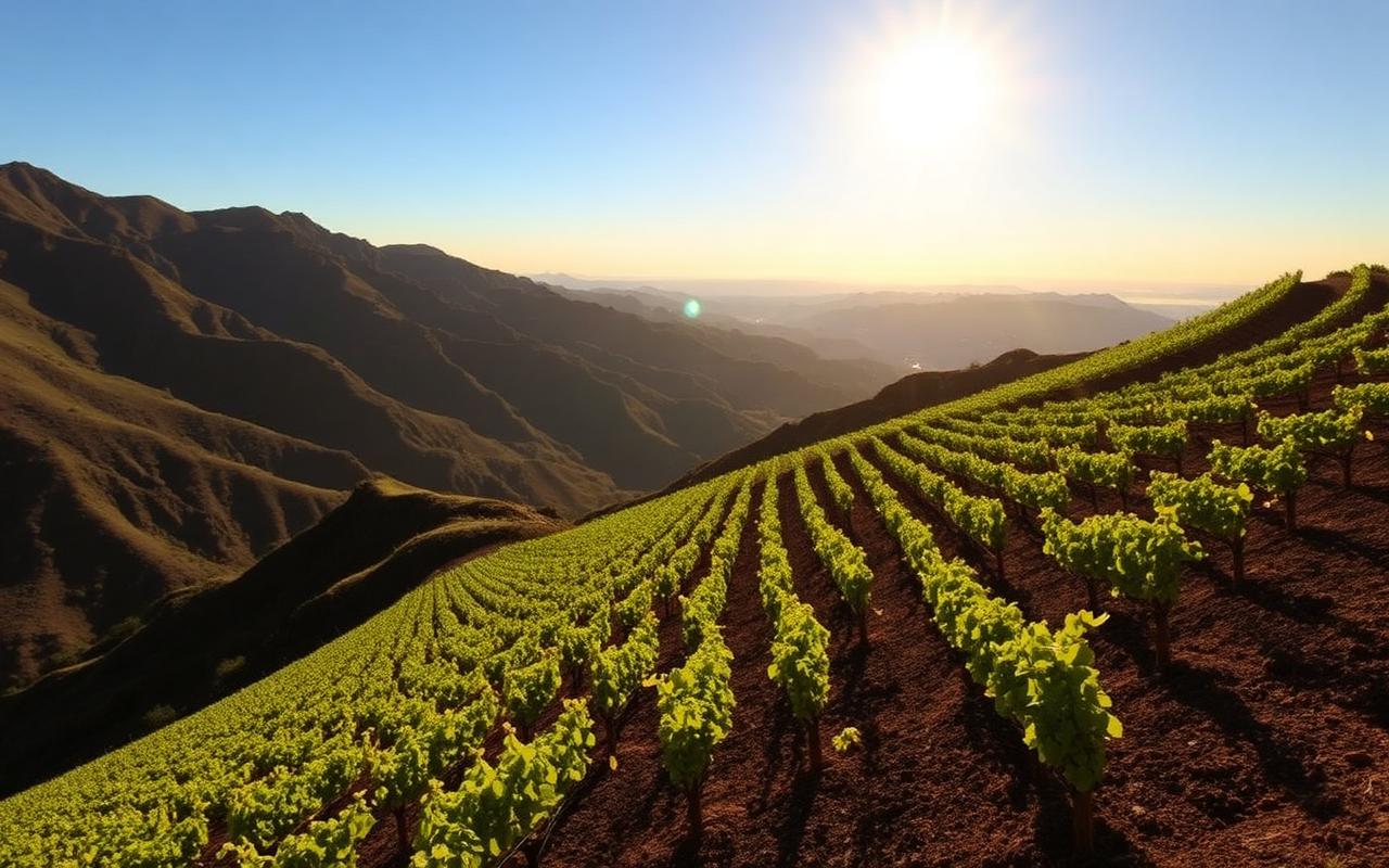 Diamond Mountain District AVA vineyards in Napa Valley wine country